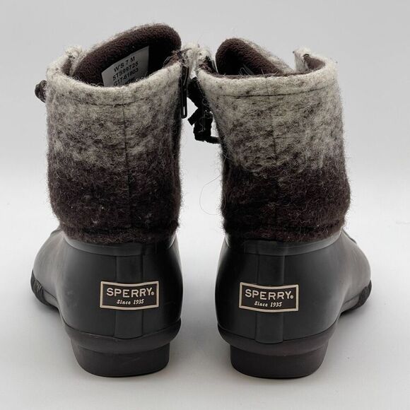 SPERRY Duck Boots Women’s Size 7 Ombre Brown Saltwater Wool Lace Up Side Zip - Picture 1 of 16